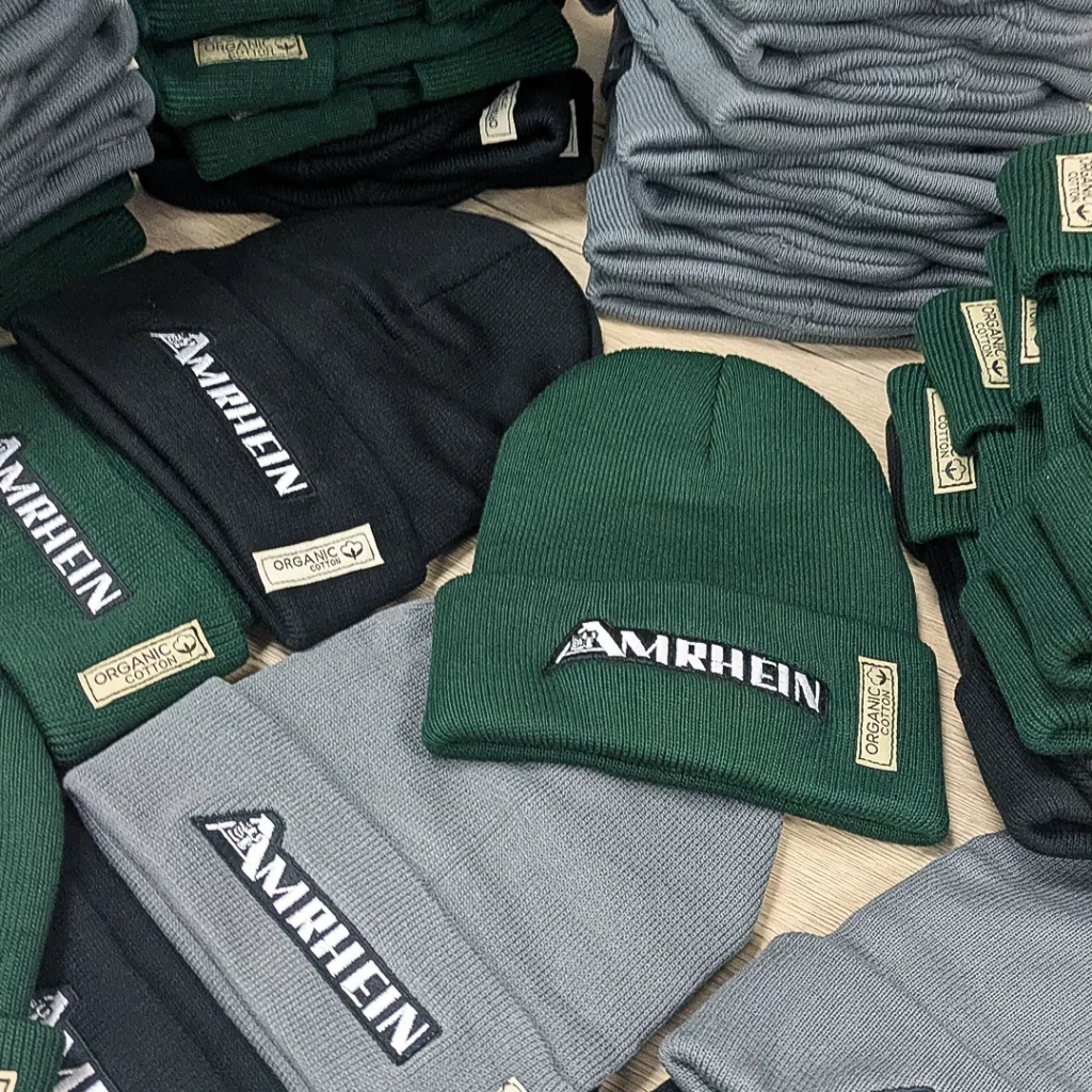 Mützen mit Logo für Firma Amrhein in Schweinfurt