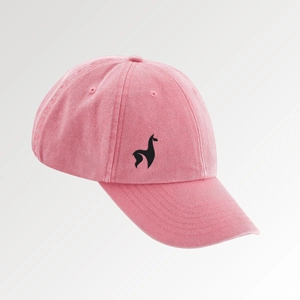 Eine rose Cap mit dem Lamasuli-Logo