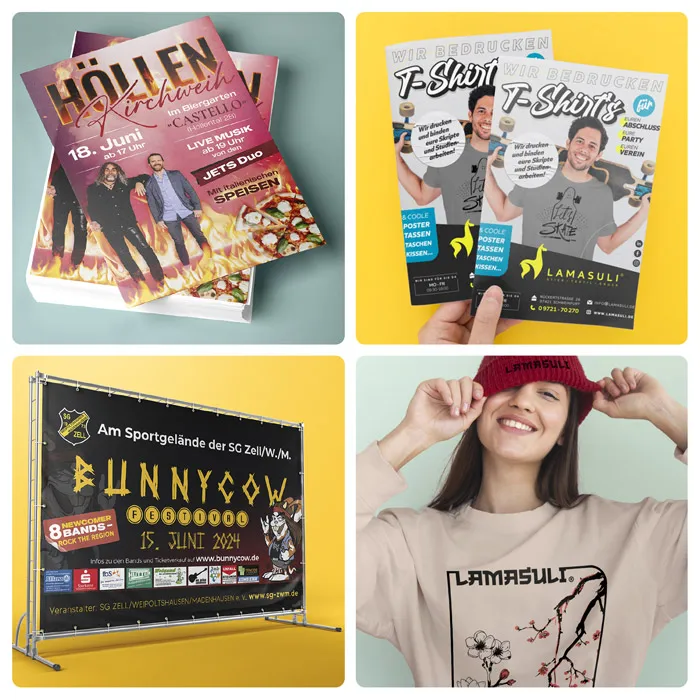 Grafikdesign 2 zu sehen sind unterschiedlicher Produkte, die mithilfe unsere Grafikdesign Schweinfurt entwickelt wurden