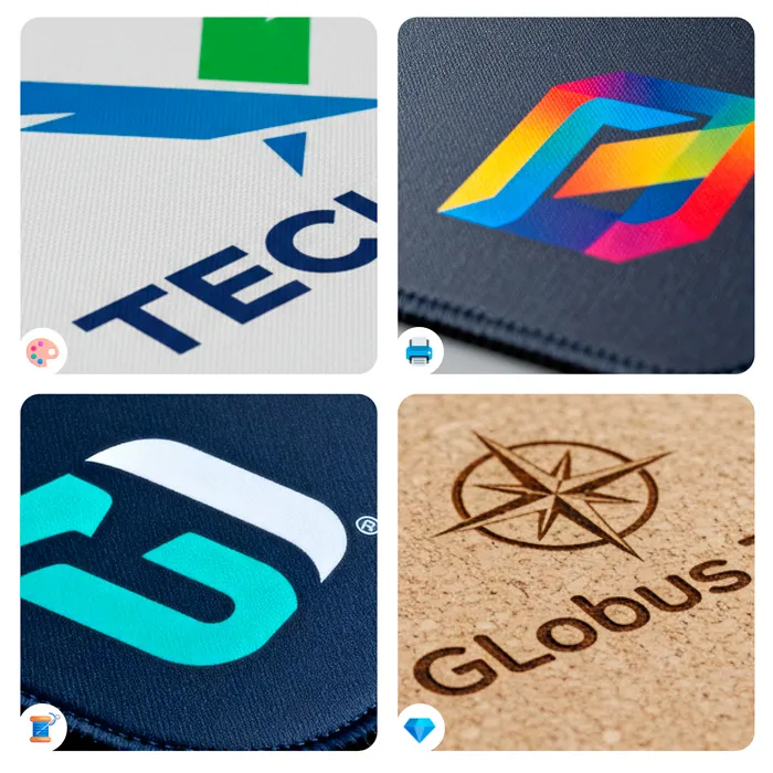 Mousepad bedrucken: Vergleich verschiedener Druckverfahren auf Mauspads: Sublimation, Digitaldruck, Transferdruck und Gravur im direkten Vergleich.