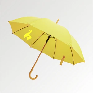 Gelber Regenschirm mit Firmenlogo der Firma Lamasuli