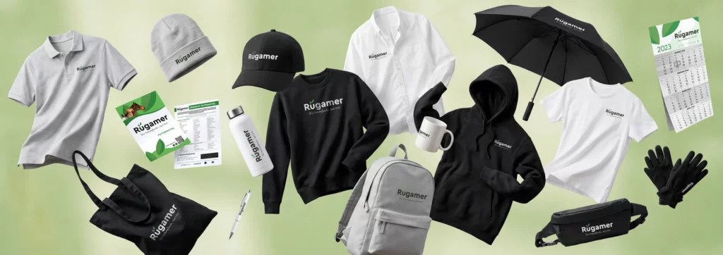 Projekte 5 Verschiedene personalisierte Textilien und Werbemittel für Georg Rügamer GmbH, umgesetzt von Lamasuli